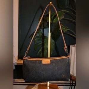 Burberry Blue Label vintage black denim shoulder bag.